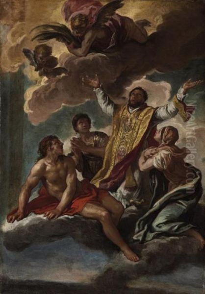 The Ascension Of A Male Saint Oil Painting by Francesco Solimena