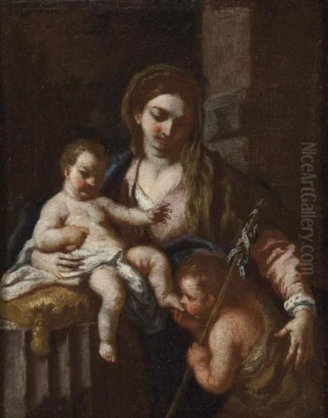 Madonna Con Bambino E San Giovannino Oil Painting by Francesco Solimena