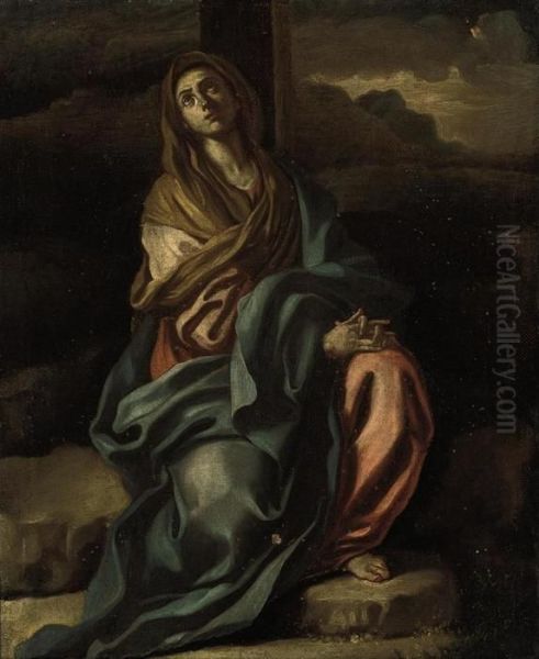 The Madonna At The Foot Of The Cross Oil Painting by Francesco Solimena