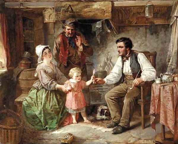 Fire for father Oil Painting by English School