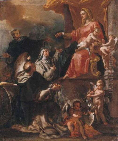 Madonna Del Rosario Oil Painting by Francesco Solimena