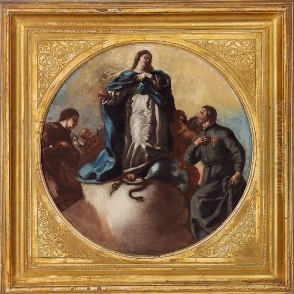 The Virgin Mary And Two Saints Oil Painting by Francesco Solimena