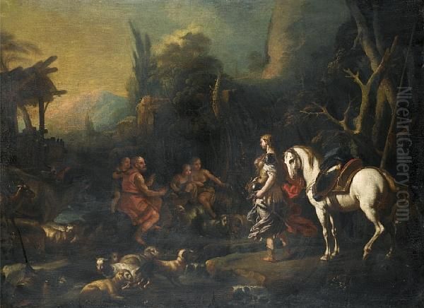 Erminia And The Shepherds Oil Painting by Francesco Solimena