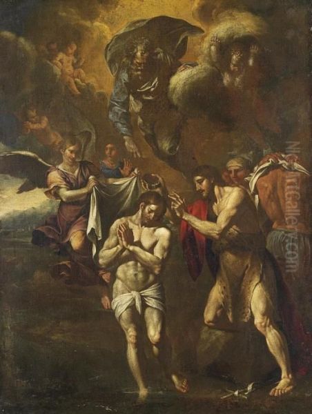 The Baptism Of Christ Oil Painting by Francesco Solimena