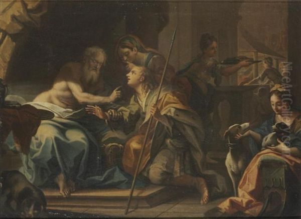 Jacob Receiving The Blessing Of Isaac Oil Painting by Francesco Solimena