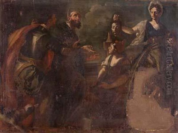 Giuditta E Oloferne Oil Painting by Francesco Solimena