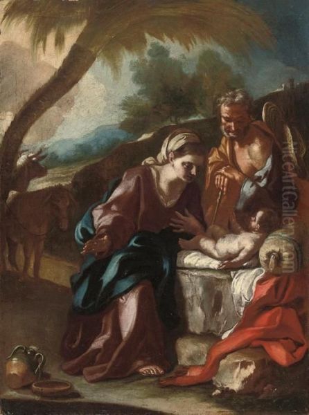 The Rest On The Flight Into Egypt Oil Painting by Francesco Solimena