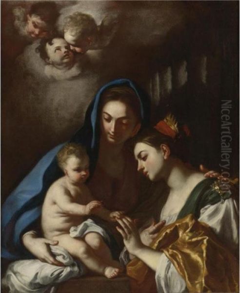 Mystic Marriage Of Saint Catherine Oil Painting by Francesco Solimena