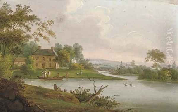 Frolics on the river Oil Painting by English School