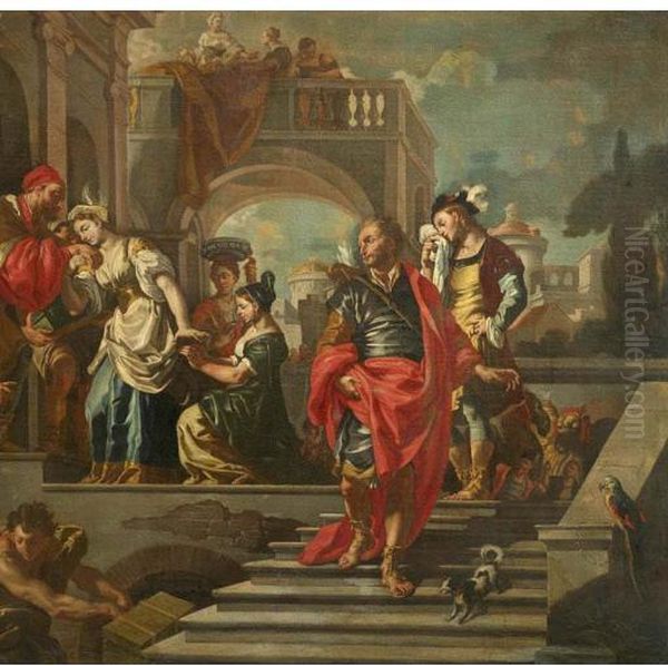 Salomone E La Regina Di Saba Oil Painting by Francesco Solimena