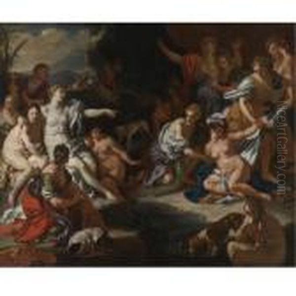 Diana And Callisto Surprised Oil Painting by Francesco Solimena