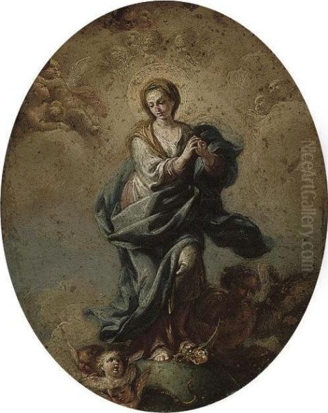 The Assumption Of The Virgin Oil Painting by Francesco Solimena