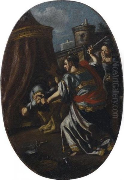 Mose Salvato Dalle Acque; E Giuditta E Oloferne Oil Painting by Francesco Solimena