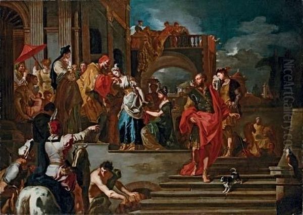 The Departure Of Rebecca Oil Painting by Francesco Solimena