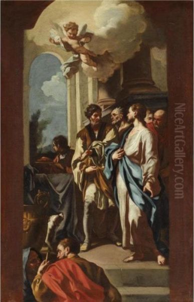 Christ At The House Of Simon The Pharisee Oil Painting by Francesco Solimena