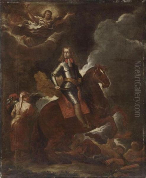 Ritratto Di Filippo Iv A Cavallo Oil Painting by Francesco Solimena