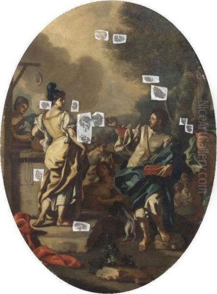 Rebecca E Eliezer Oil Painting by Francesco Solimena