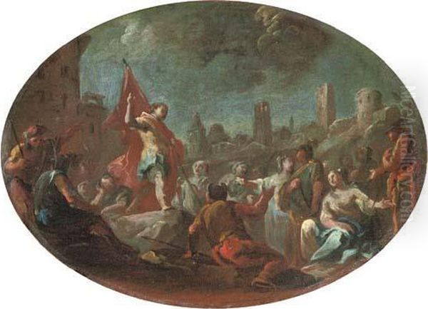 A Bozzetto: Saint George After His Triumph Over The Dragon Oil Painting by Francesco Solimena