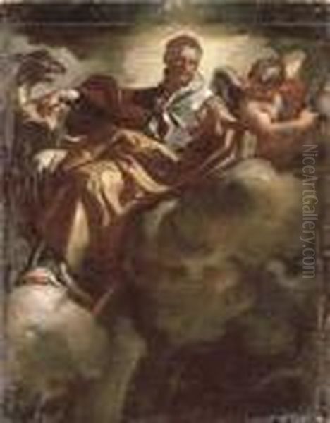 Saint Pius V: A Bozzetto For A Pendentive Oil Painting by Francesco Solimena