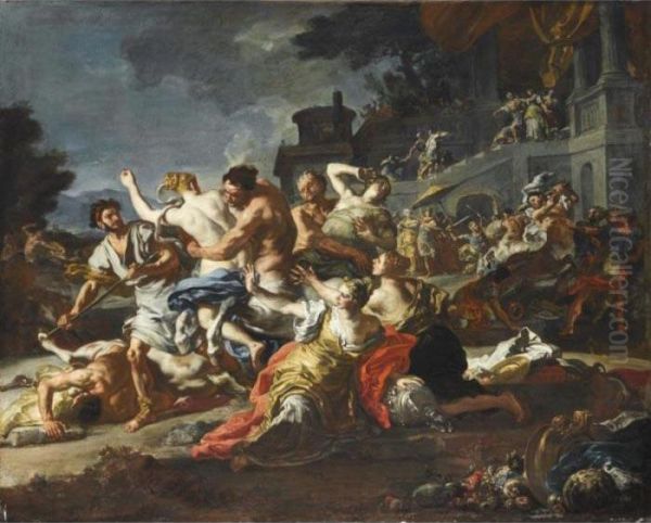 The Battle Between Lapiths And Centaurs Oil Painting by Francesco Solimena