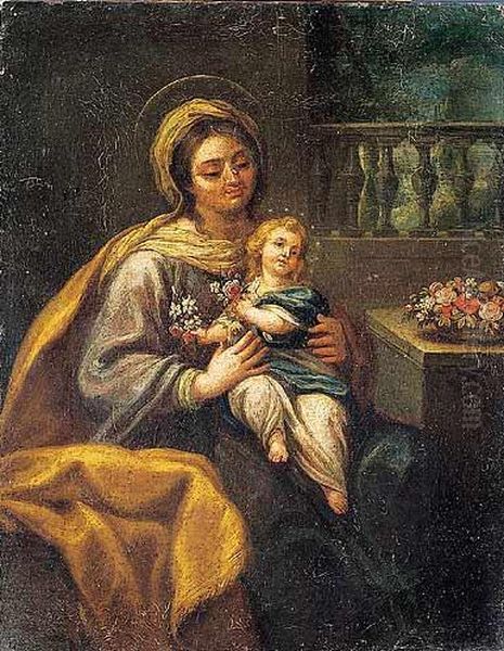 Santa Ana Con La Virgen Nina Oil Painting by Francesco Solimena