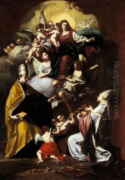 Madonna And Child With Saints Gregory The Great Oil Painting by Francesco Solimena