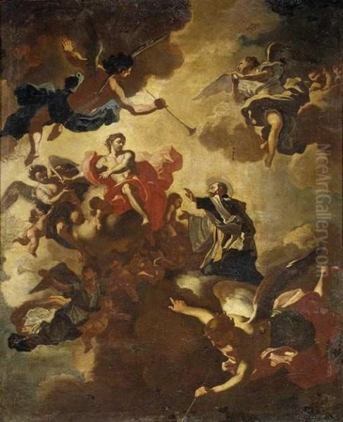 San Gaetano Intercede Per Placare Cristo Oil Painting by Francesco Solimena