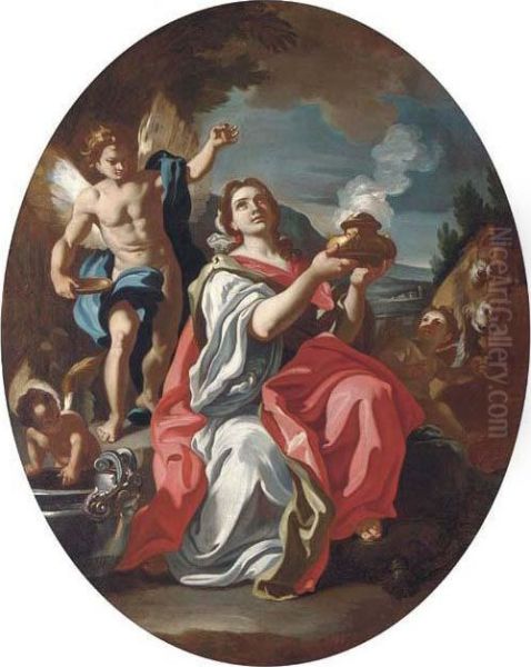 Pandora Oil Painting by Francesco Solimena