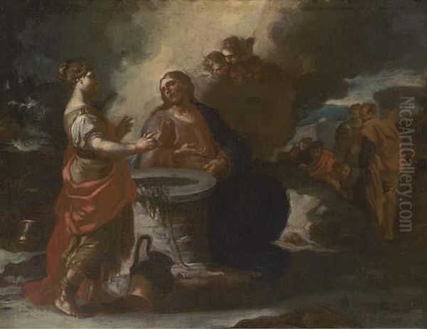 Christ And The Woman Of Samaria Oil Painting by Francesco Solimena