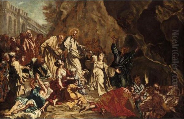 The Raising Of Lazarus Oil Painting by Francesco Solimena