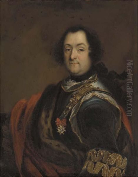 Portrait Of A Gentleman, Half-length, In A Breastplate Andsash Oil Painting by Francesco Solimena