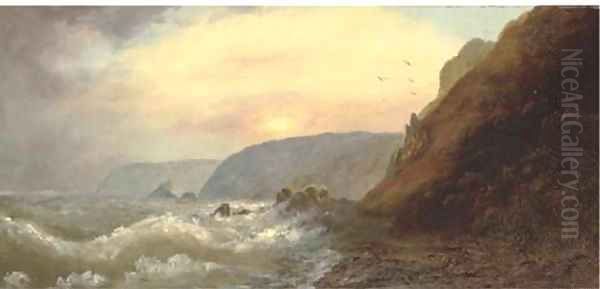 Lion rock, Candlestick Bay Oil Painting by English School