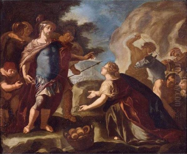 David Before Abigail Oil Painting by Francesco Solimena