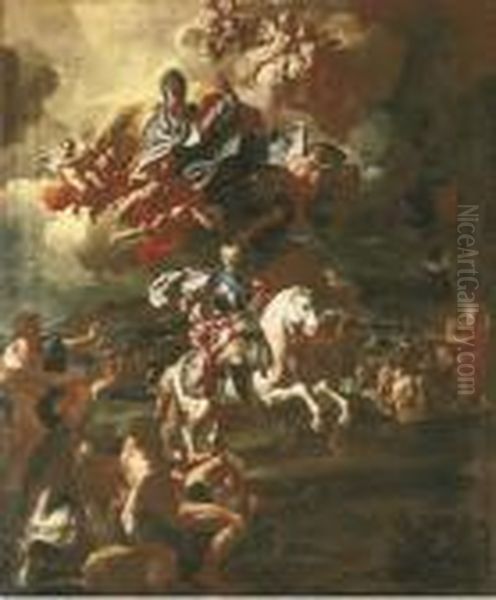 The Triumph Of King Charles Of Naples At The Siege Of Gaeta Oil Painting by Francesco Solimena