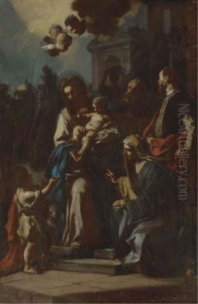 The Holy Family With Saint Anne Oil Painting by Francesco Solimena