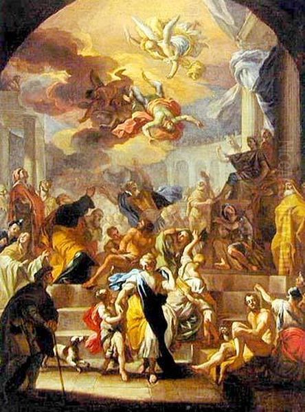 Upadek Szymona Maga Oil Painting by Francesco Solimena