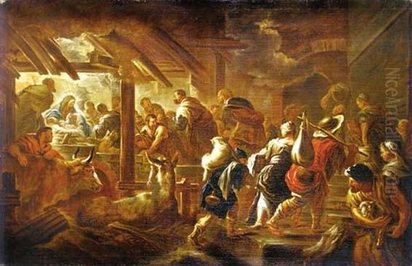 L?adorazione Dei Pastori E
La Presentazione Di Gesu? Al Tempio Oil Painting by Francesco Solimena