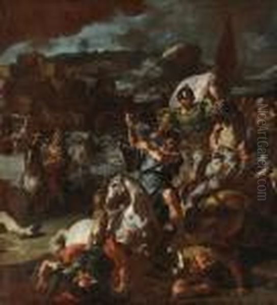 The Battle Of Issus Oil Painting by Francesco Solimena