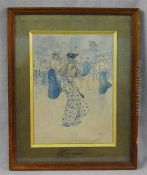 Fashion On Promenade Oil Painting by Henry Somm