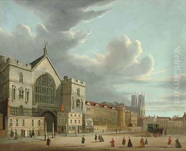 New Palace Yard, with Westminster Abbey beyond Oil Painting by English School