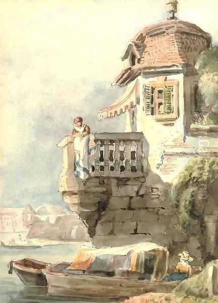 On the balcony Oil Painting by English School