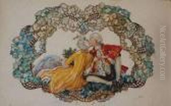 Le Baiser Oil Painting by Konstantin Andreevic Somov