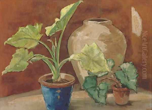 Plants and pots Oil Painting by English School