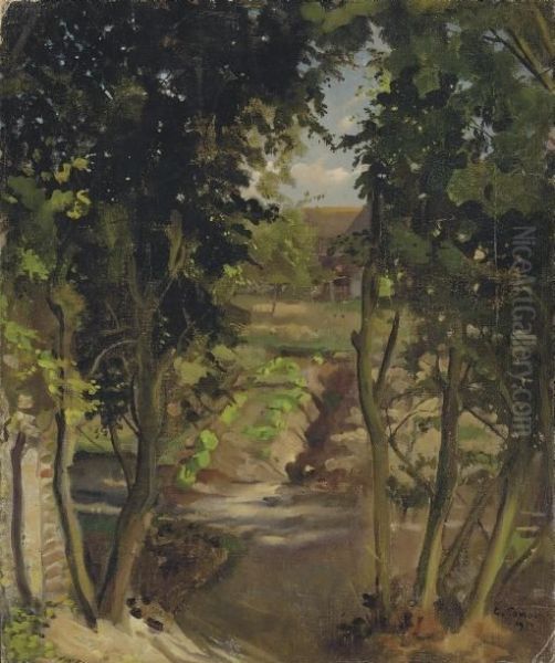 Landscape With Trees Oil Painting by Konstantin Andreevic Somov