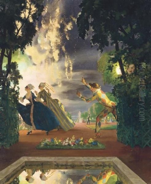 The Romantic Pursuit Oil Painting by Konstantin Andreevic Somov