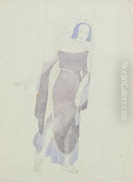 A Costume Design For Tamara Pavlovna Karsavina Oil Painting by Konstantin Andreevic Somov