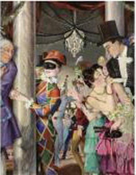 Masquerade Oil Painting by Konstantin Andreevic Somov