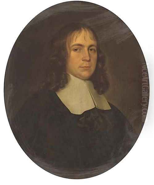 Portrait of a gentleman traditionally identified as the poet Andrew Marvell (1621-1678) Oil Painting by English School