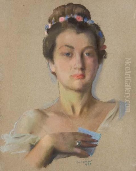 Portrait Of Aleksandra Levchenko Oil Painting by Konstantin Andreevic Somov