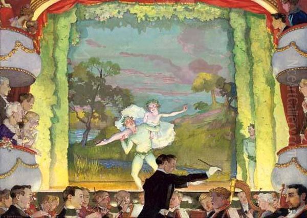 Scene De Ballet Oil Painting by Konstantin Andreevic Somov